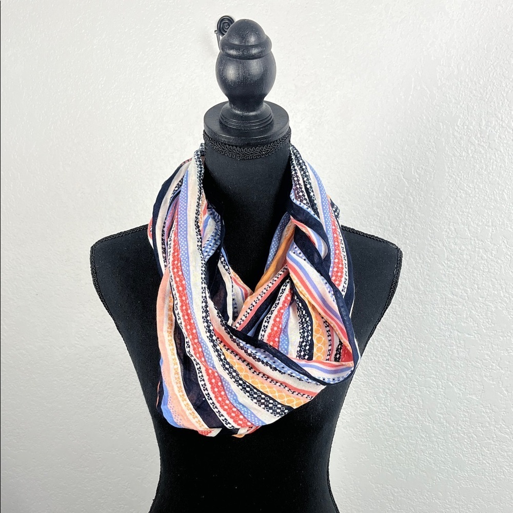 Talbots Women’s Infinity Vibrant Retro Striped Scarf One Size Winter Chic Office